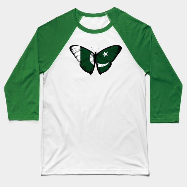 Vintage Pakistan Butterfly Moth | Pray For Pakistan and Stand with Pakistan Baseball T-Shirt by Mochabonk
